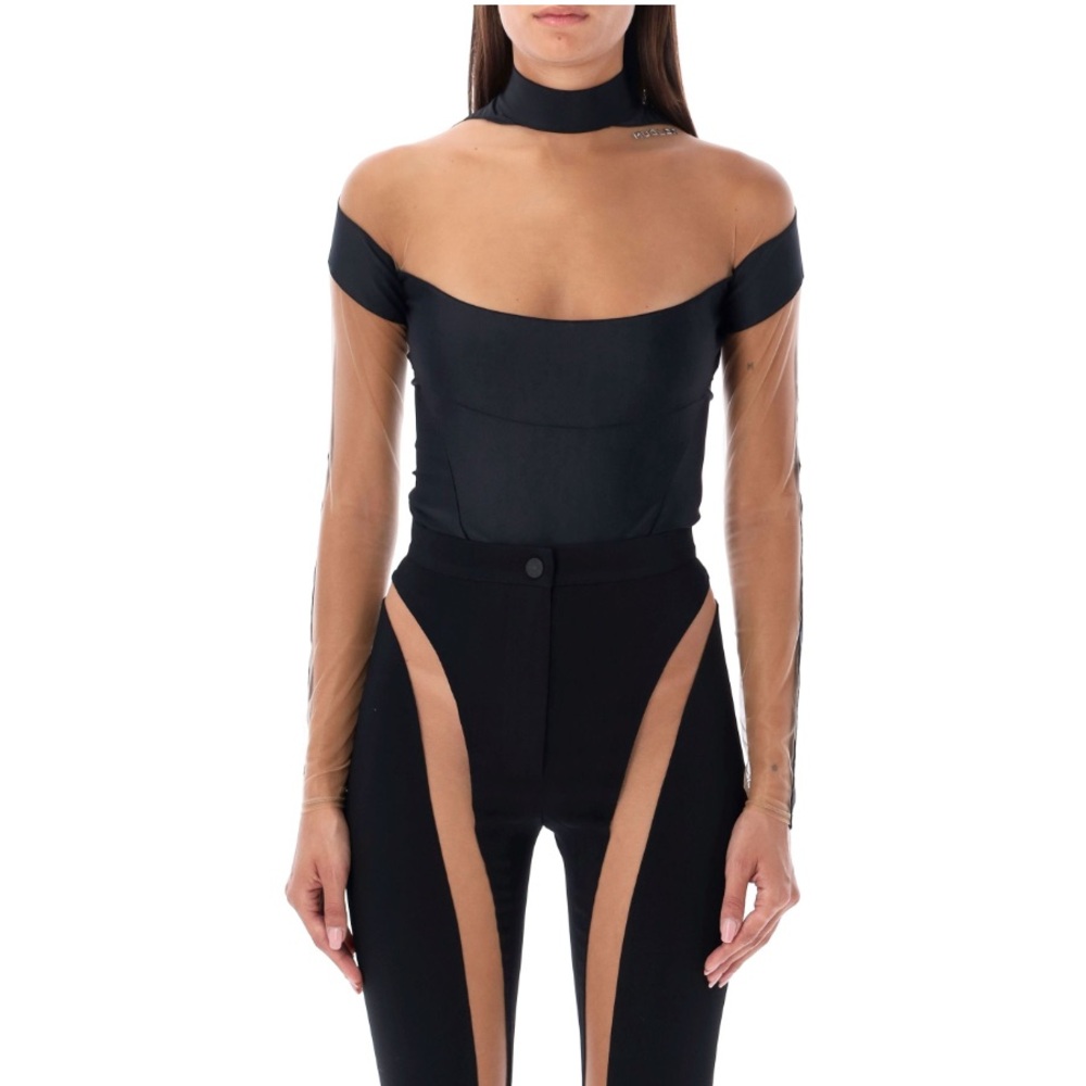 Mugler Illusion logo-plaque bodysuit